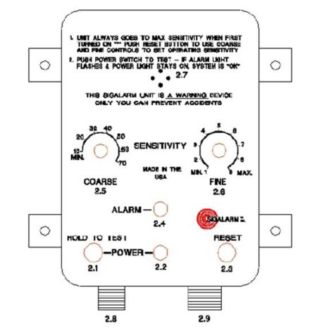 Sigalarm Proximity Warning System Console layout